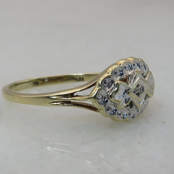 Vintage Art Deco 10k Gold - Diamond - Evil Eye Ring - Picture 4 of 8